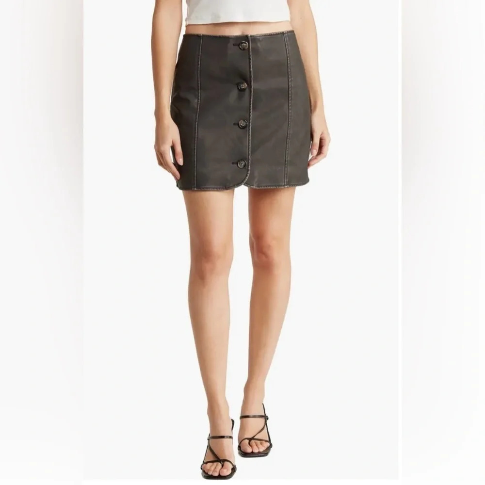 BLANKNYC Washed Faux Leather Miniskirt